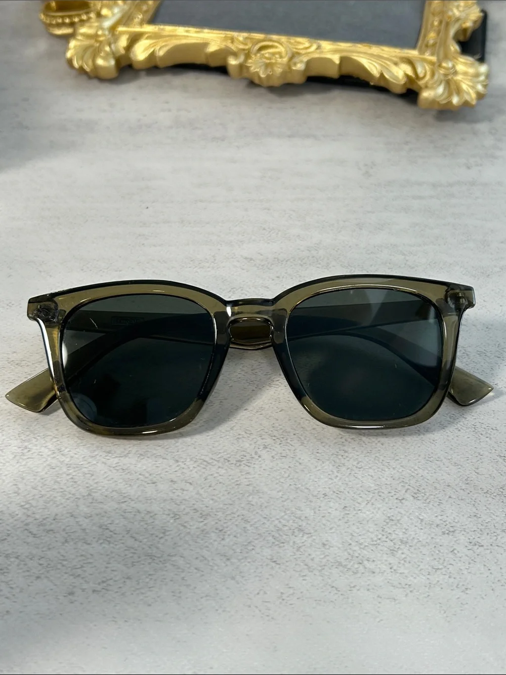 J. Crew Black Greenish Gray Wayfarer Sunglasses